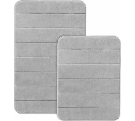 Изображение товара Комплект ковриков LAIMA Home Memory effect для ванной 50x80 см и туалета 40x60 см, светло-серый 608446
