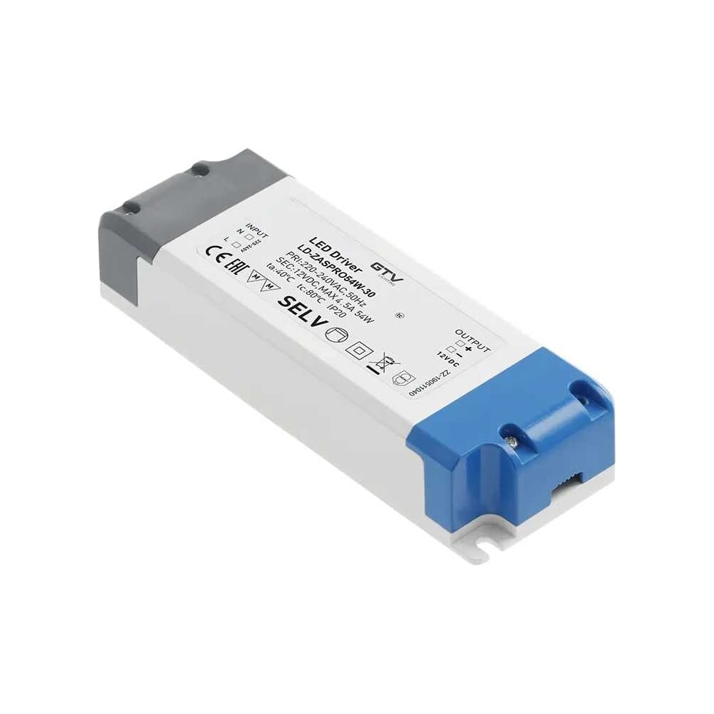 Изображение товара Блок питания GTV 220/12V 54W IP20 LD-ZASPRO54W-30 для светодиодов