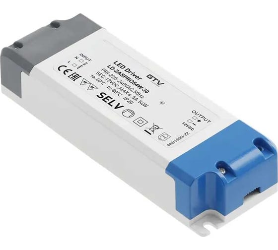 Изображение товара Блок питания для светодиодов GTV 220/12V 54W IP20 LD-ZASPRO54W-30