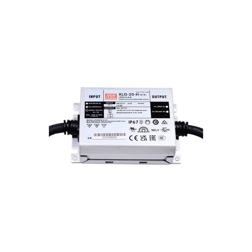 Изображение товара Сетевой преобразователь Mean Well XLG-20-H 21 Вт IP 67 для промышленного применения