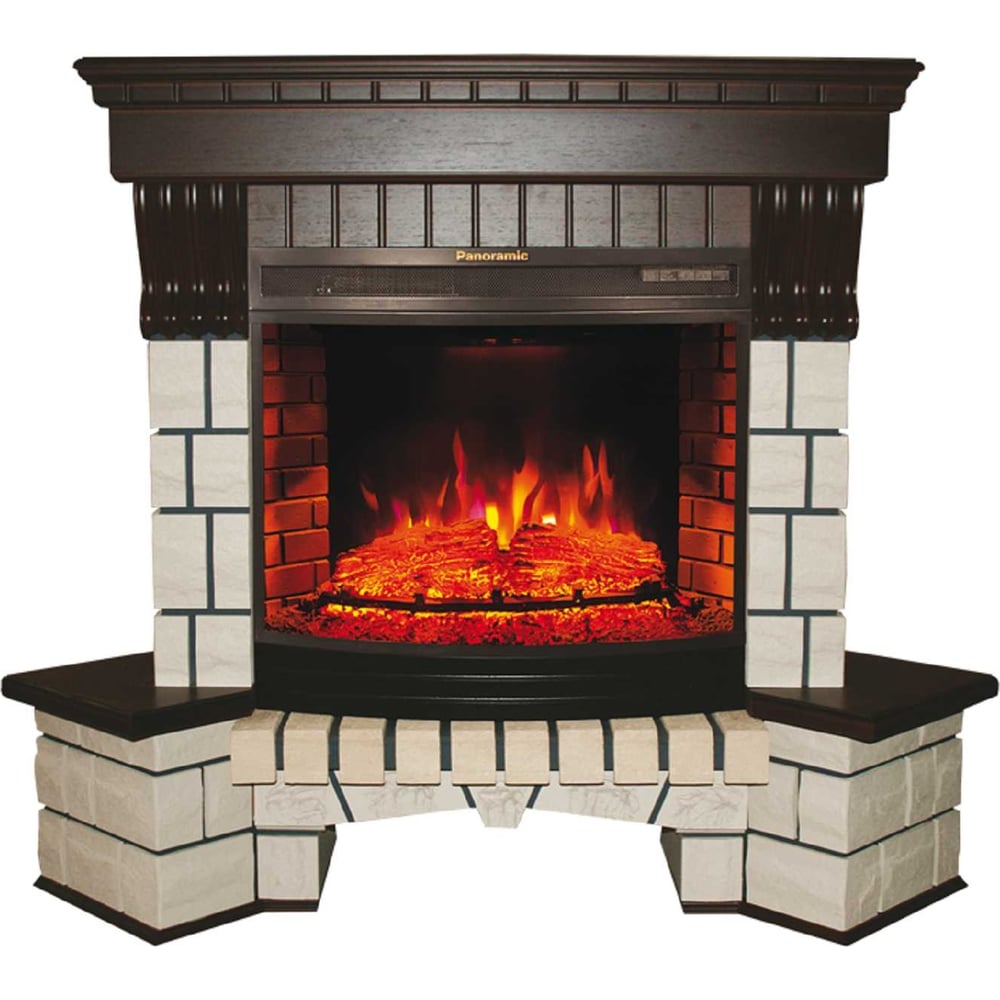 Изображение товара Угловой каминокомплект InterFlame Экстер с Panoramic 25 Led F/X темный дуб