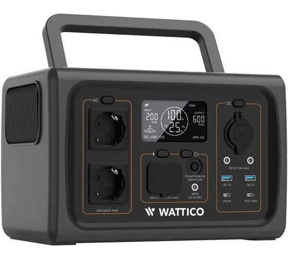 Изображение товара Портативная электростанция WATTICO бесперебойник ИБП для газового котла с аккумулятором Home 600 00-00000099