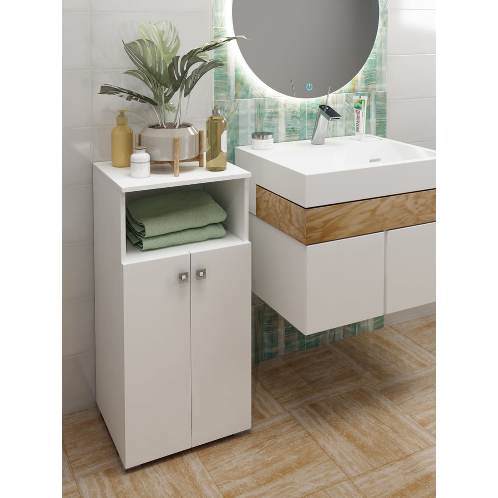 Изображение товара Пенал SANTREK Виола двухдверный белый 400x836x350 мм современный стиль