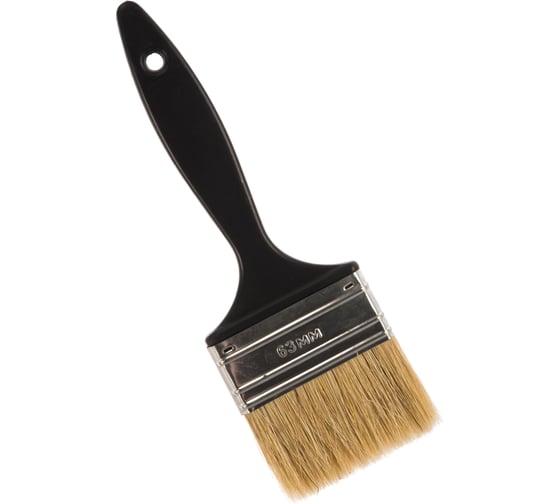 Изображение товара Плоская кисть пластиковая ручка, светлая щетина, 63мм СИБИН 01008-063