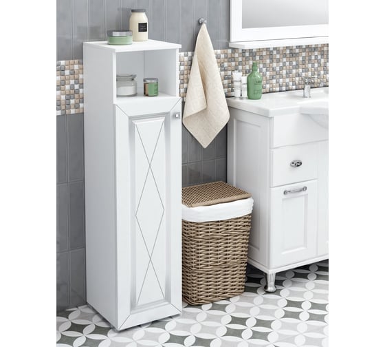 Изображение товара Высокий туалетный шкаф SANTREK "Винтаж" 1 ниша серебро левый 300x1150x300 316039