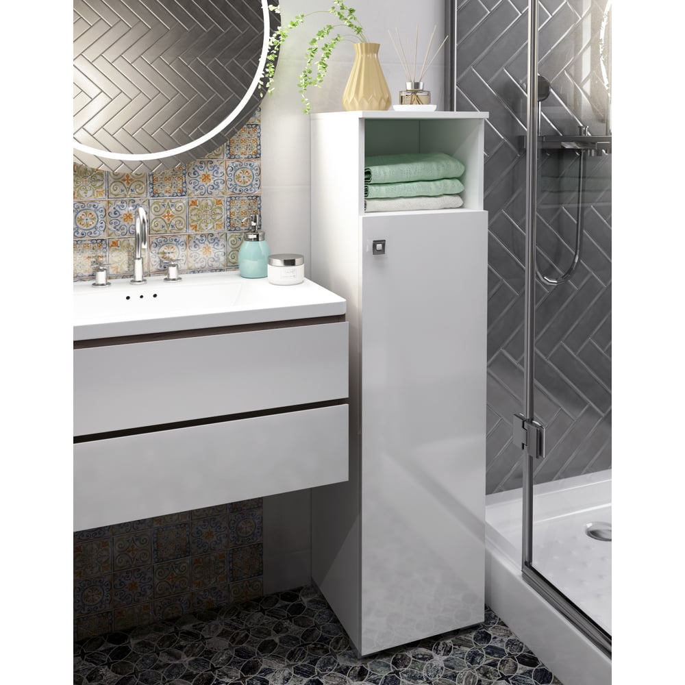 Изображение товара Высокий туалетный шкаф SANTREK "Виола" 1 ниша белый правый 300x1150x300 316042