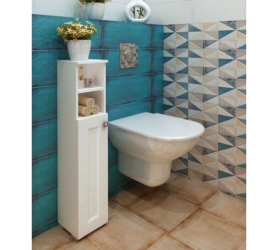 Изображение товара Туалетный шкаф SANTREK "Гранд" 2 ниши, белый, левый, 200x950x190 316069