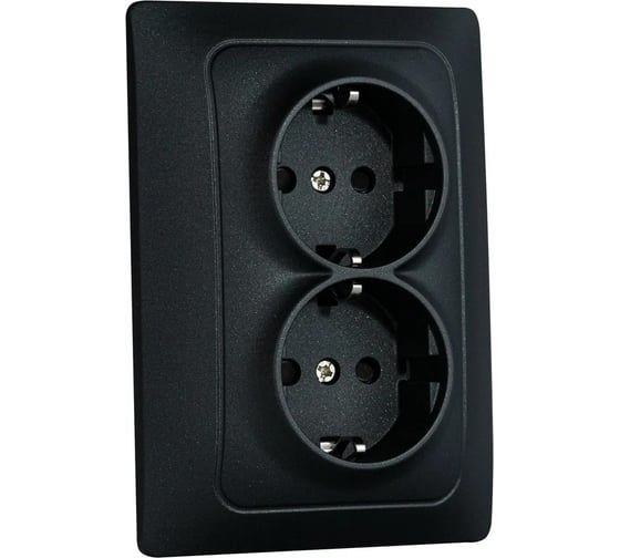 Изображение товара Механизм розетки GUSI Electric Gusi bravo 2-ой с/з с з/ш, скрытая установка, 16а, 250в. цвет графит С10Р6-010