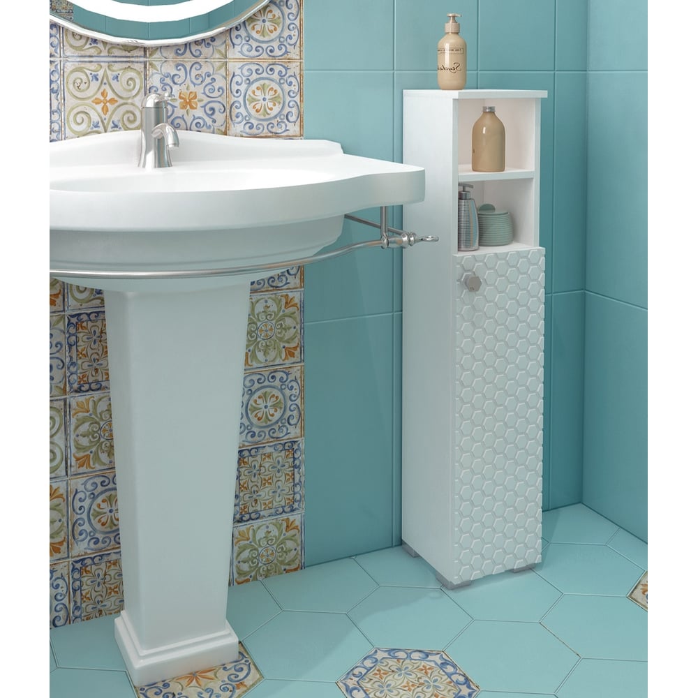 Изображение товара Туалетный шкаф SANTREK Соната 2 ниши белый правый напольный стиль современный