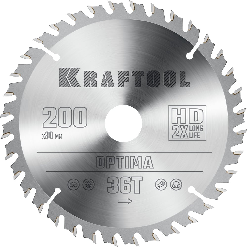 Изображение товара Пильный диск по дереву KRAFTOOL Optima 200x30 мм 36Т для точного реза