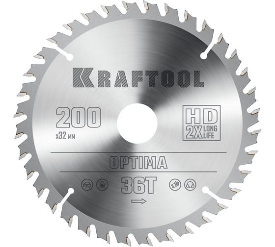 Изображение товара Диск пильный по дереву KRAFTOOL Optima 200x32 мм, 36Т 36951-200-32