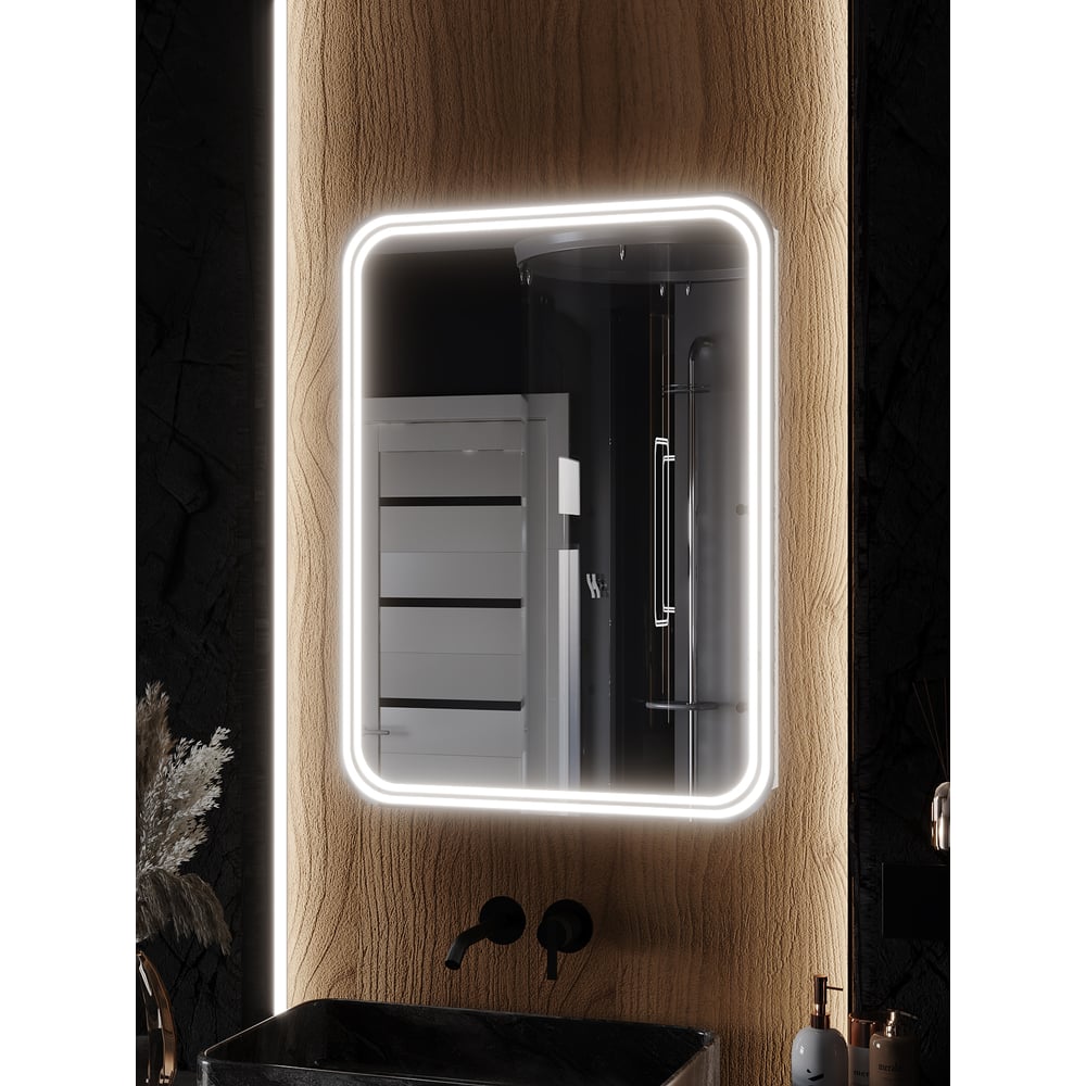 Изображение товара Зеркало-шкаф SANTREK HOME ГЕРДА 600x800мм с LED подсветкой для ванной