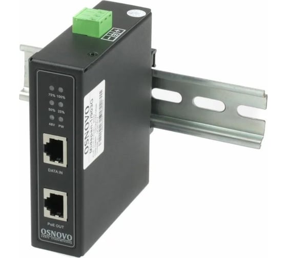 Изображение товара Промышленный гигабитный PoE-инжектор OSNOVO Midspan-1/903G(Booster) на 90W с питанием от 12V до 57V. sct1403