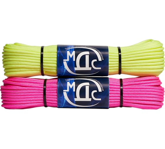 Изображение товара Полипропиленовый плетеный шнур ТОРГОВО-ПРОИЗВОДСТВЕННАЯ КОМПАНИЯ МДС неоновый 4мм 16 пр. с сердечником 30м 7930050322841