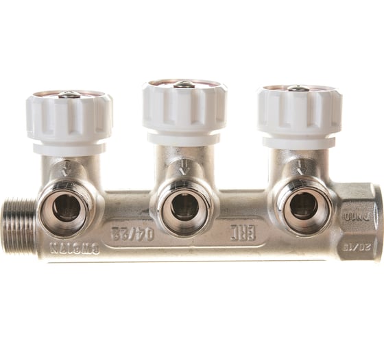 Изображение товара Коллектор с регулирующими вентилями VALTEC 3/4х3 выход, 1/2 наружная, на подающий трубопровод VTc.570.N.0503