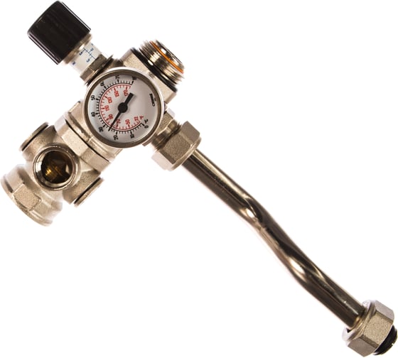 Изображение товара Проходной байпас VALTEC с перепускным клапаном, 200 мм, с термометрами VT.0667T.0.0