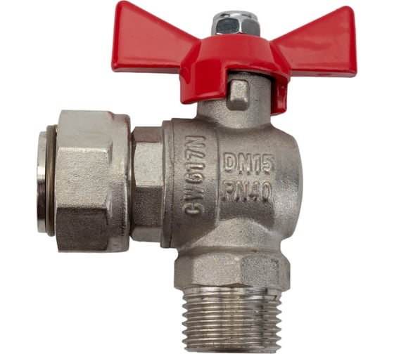 Изображение товара Шаровой кран VALTEC BASE угловой с накидной гайкой 1/2х3/4 нар.-вн. VT.267.N.0405