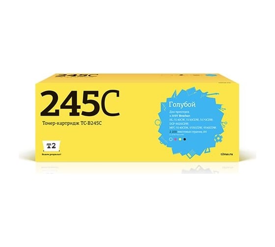 Изображение товара Картридж T2 (TN-245C/TN245C/245C) для Brother HL-3140CW, 3170CDW, DCP-9020CDW, MFC-9330CDW (2200 стр.) голубой TC-B245C