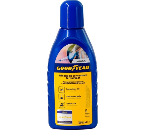 Изображение товара Концентрат жидкости стеклоомывателя Goodyear (летний) 1:8 (лимон), пластиковая бутылка 500мл GY000805