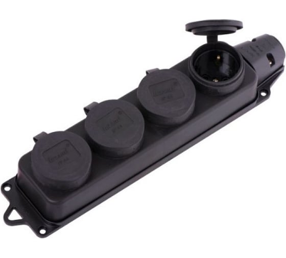 Изображение товара Четырехместная колодка наружной установки 4-ая LEZARD 107 с заглушками 2Р+РЕ 1х16А 220-240V 106-0400-0107/107