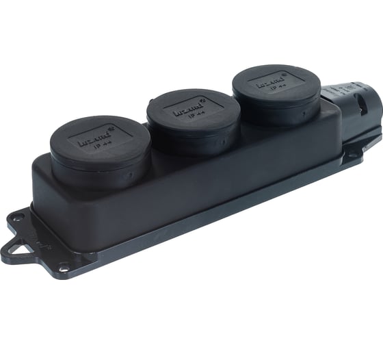 Изображение товара Тройная розетка наружной установки Lezard с заглушками 2Р+РЕ 1х16А 220-240V каучук 106-0400-0101/101