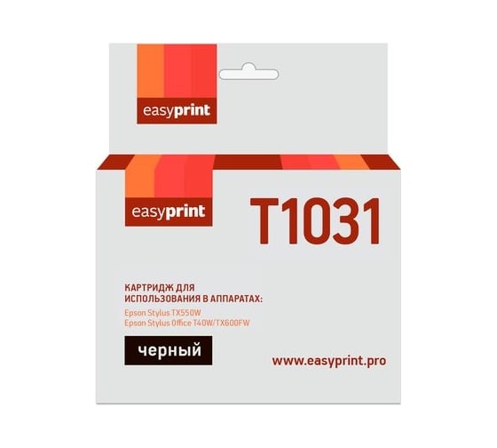 Изображение товара Картридж EasyPrint (C13T10314A10/T1031) для Epson Stylus TX550W, Office T40W, TX600FW, черный, с чипом IE-T1031