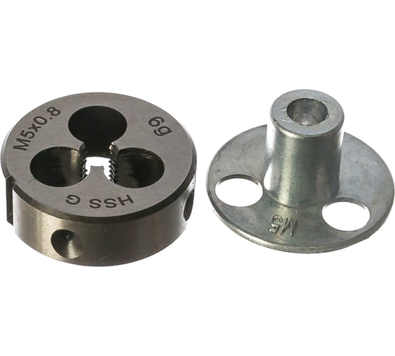 Изображение товара Круглая ручная плашка с направляющей в наборе М5х0.8, HSS, Ф25х9 мм Thorvik D-DRIVE MDG508 52861