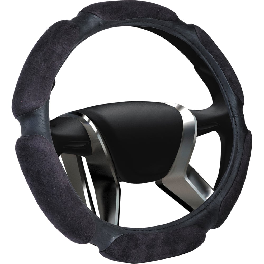 Изображение товара Оплетка на руль AZARD GROUP M черная из перфорированной кожи и алькантары