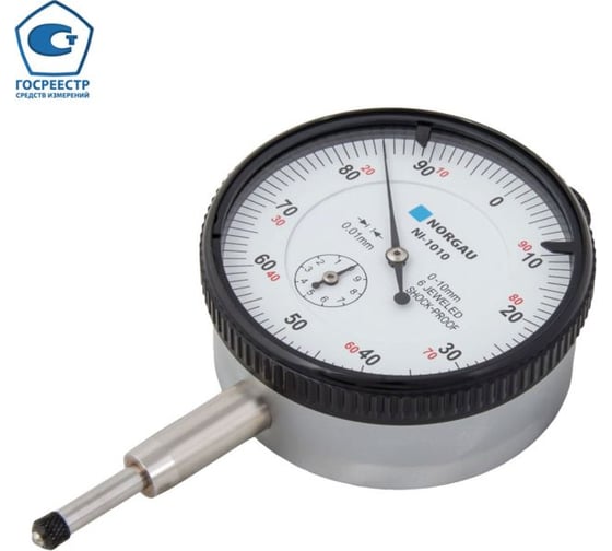 Изображение товара Измерительная головка часового типа NORGAU тип NI-1000 10 мм, 0.01 мм, с поверкой 042035011/П