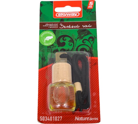 Изображение товара Подвесной ароматизатор - бутылочка с деревянной крышкой SKYWAY Nature.series 5 мл зеленый чай S03401027