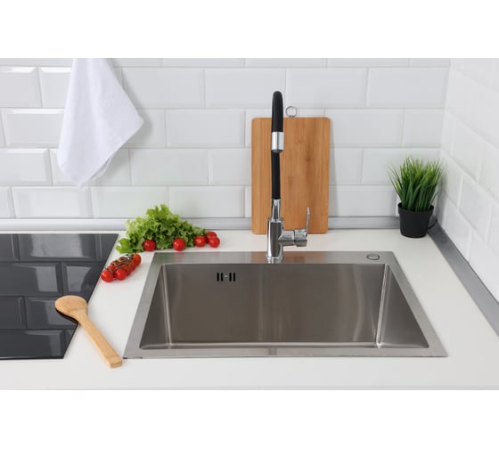 Изображение товара Мойка из нержавеющей стали Alcora Oslo 58х48 см., цвет satin. Сифон в комплекте 2015103S