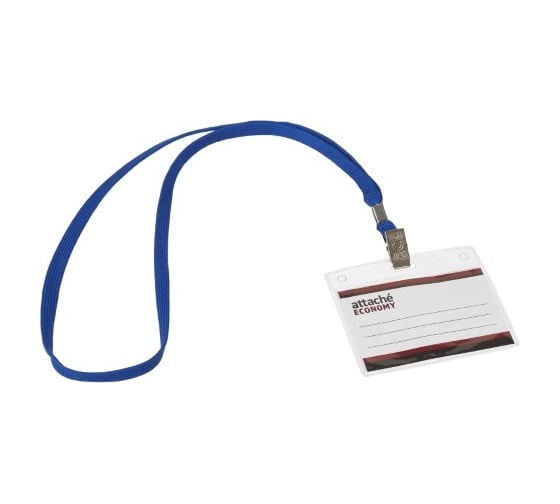 Изображение товара Бейдж Attache 78x96 150 мкм, шнурок 45 см синий, вкладыш 60x90 5 шт в упаковке 1658132