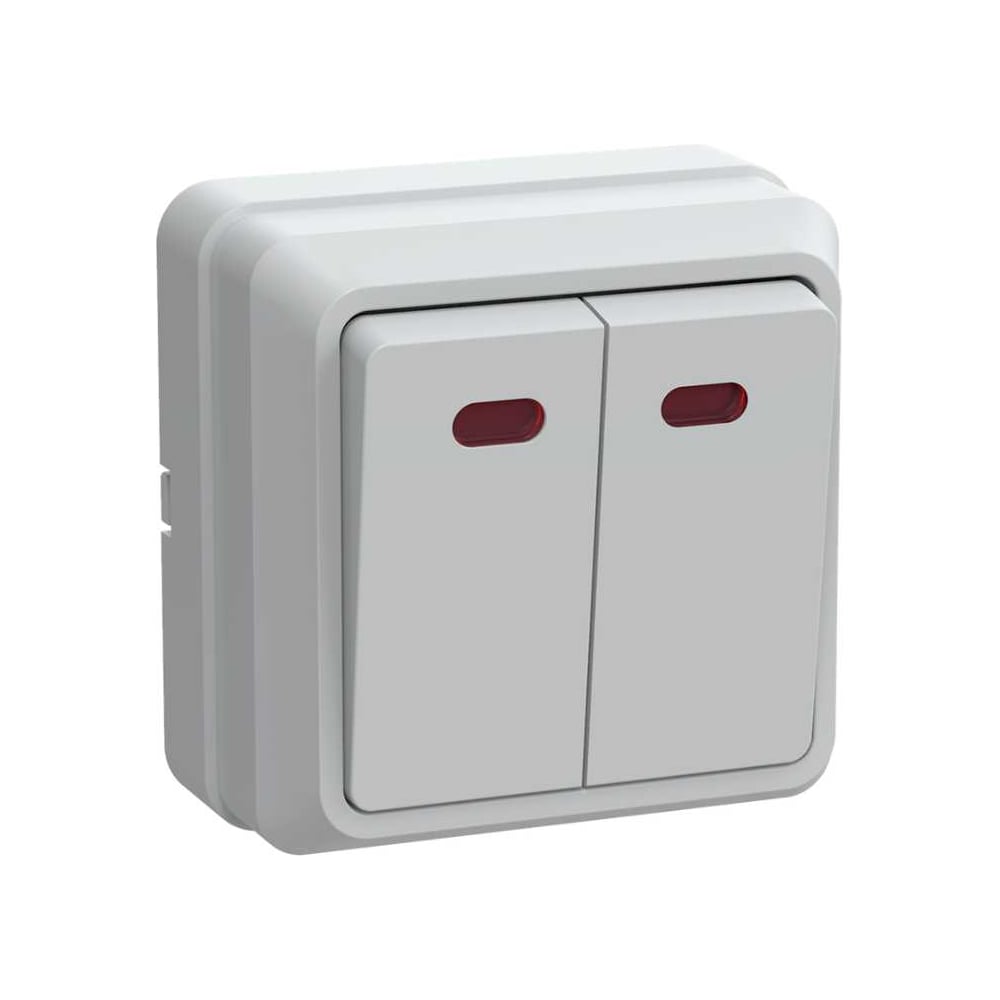 Изображение товара Выключатель GENERICA ОКТАВА 2-кл нар.бел. с инд EVO21-K01-10-DC