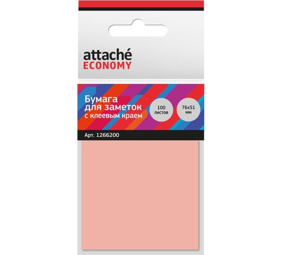 Изображение товара Стикеры Attache с клеевым краем 76x51 мм, 100 листов неоновый розовый 1266200