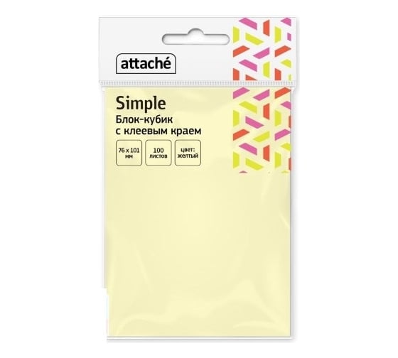 Изображение товара Стикеры Attache simple 76x101 мм пастельные желтые 1 блок, 100 листов 1495394