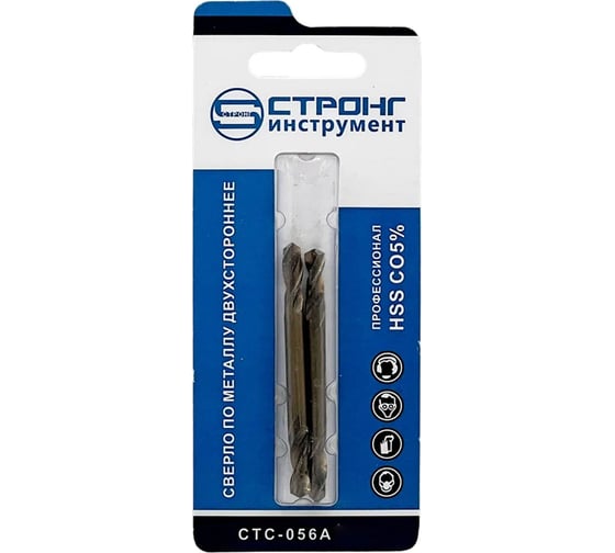 Изображение товара Сверло по металлу двухстороннее стс-056 HSS (М35) кобальт 5%, 4.2 мм, 2 шт Strong стс-056А0042