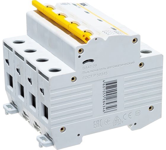 Изображение товара Автоматический модульный выключатель IEK 4п C 16А ВА 47-29 4.5кА ИЭК MVA20-4-016-C