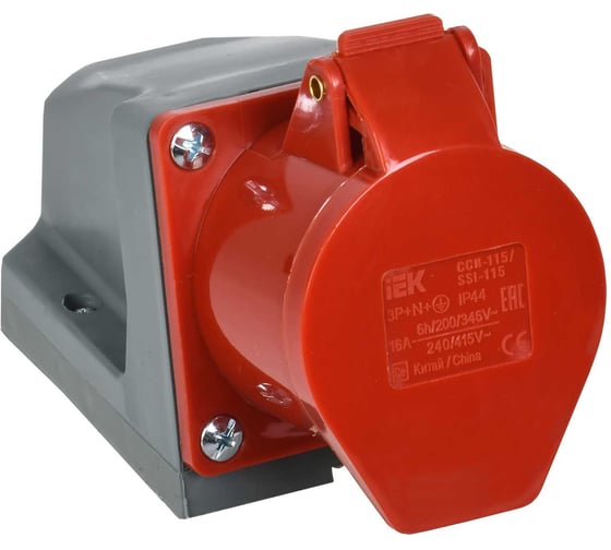 Изображение товара Розетка наружной установки IEK 16А 3P+Е+N 380В IP44 115 ИЭК PSR12-016-5