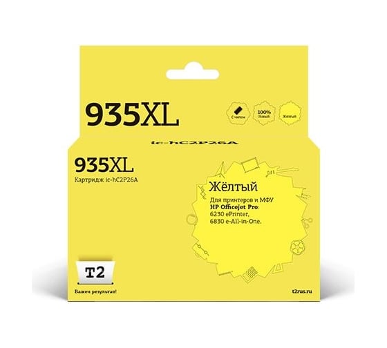 Изображение товара Картридж T2 (C2P26AE/935XL/935 XL) для HP Officejet Pro 6230, 6830, желтый, с чипом IC-HC2P26A