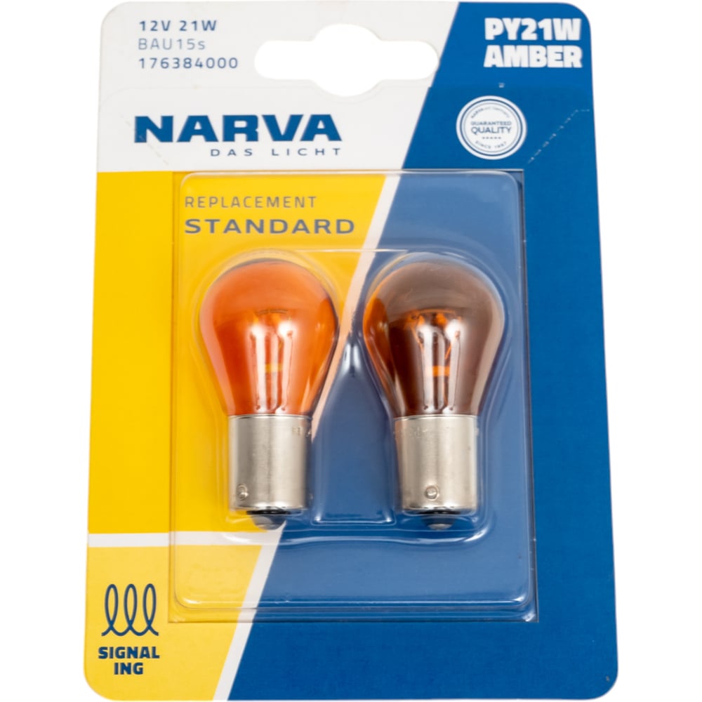 Изображение товара Автолампа NARVA PY21W BAU15s YELLOW 2 шт 12V лампа накаливания