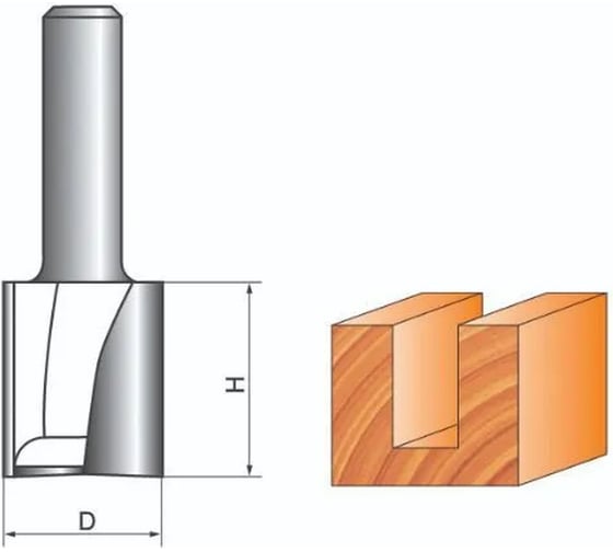 Изображение товара Фреза пазовая прямая с торцевым ножом удлиненная стф-1007 20x30x100 мм, хв-к 8 мм стф-10072030