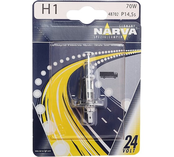 Изображение товара Автолампа NARVA H1 70 P14.5s блистер 24V 1 10 487024000