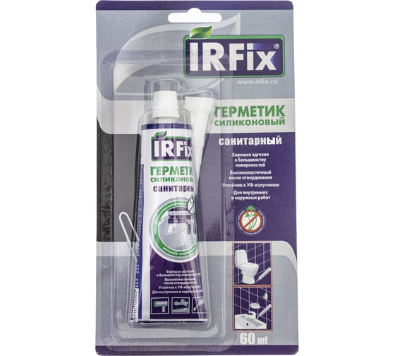 Изображение товара Силиконовый санитарный герметик IRFIX бесцветный 60 мл 20065