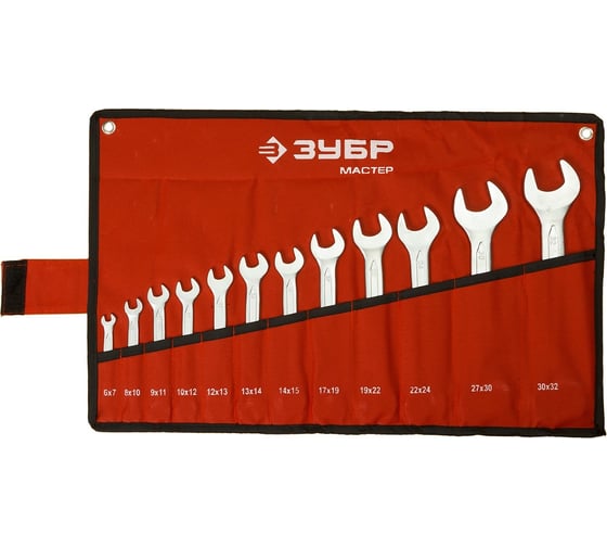 Изображение товара Набор рожковых гаечных ключей 12 шт 6 - 32 мм Зубр 27010-H12_z01