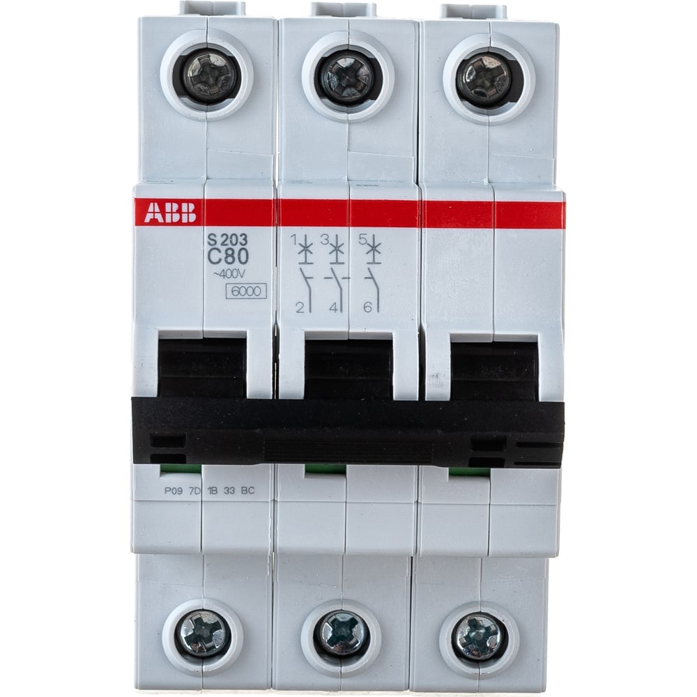 Изображение товара Автоматический выключатель ABB 3-полюсный S203С 80 6кА 2CDS253001R0804