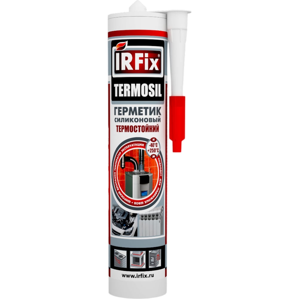 Изображение товара Высокотемпературный силиконовый герметик IRFIX TERMOSIL красный 310 мл