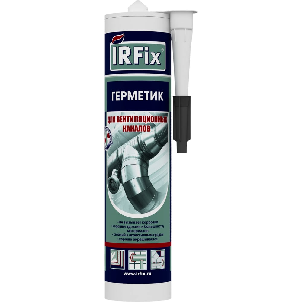 Изображение товара Герметик IRFIX акриловый для вентиляционных каналов 310 мл серый