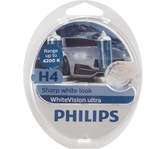 Изображение товара Автолампа PHILIPS H4 60/55 P43t-38 WhiteVision ultra 4200K 2шт+2шт W5W 12V 12342WVUSM