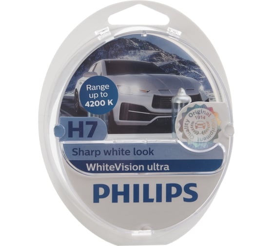 Изображение товара Автолампа PHILIPS H7 55 PX26d WhiteVision ultra 4200K 2шт+2шт W5W 12V 12972WVUSM