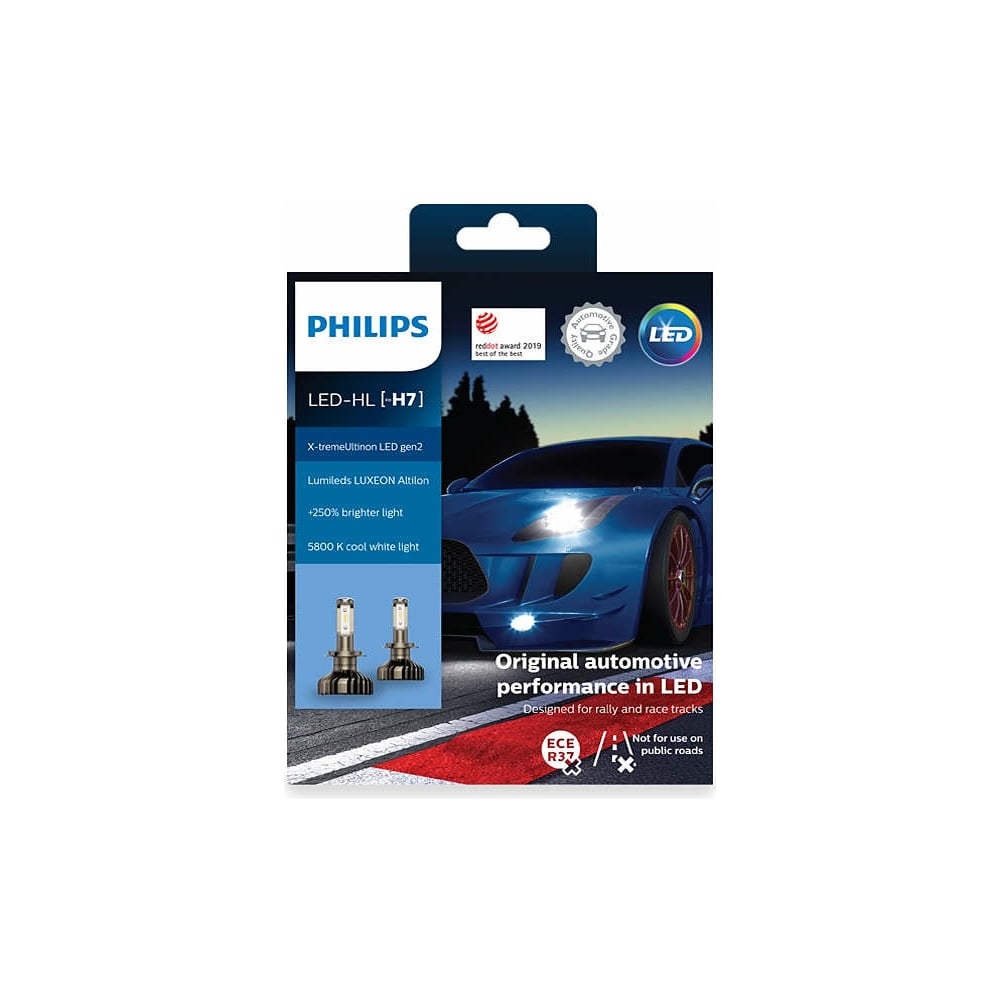 фото Автолампа philips h7 x-tremeultinon led hi/lo brighter 5800k 2шт 12v 11972xuwx2